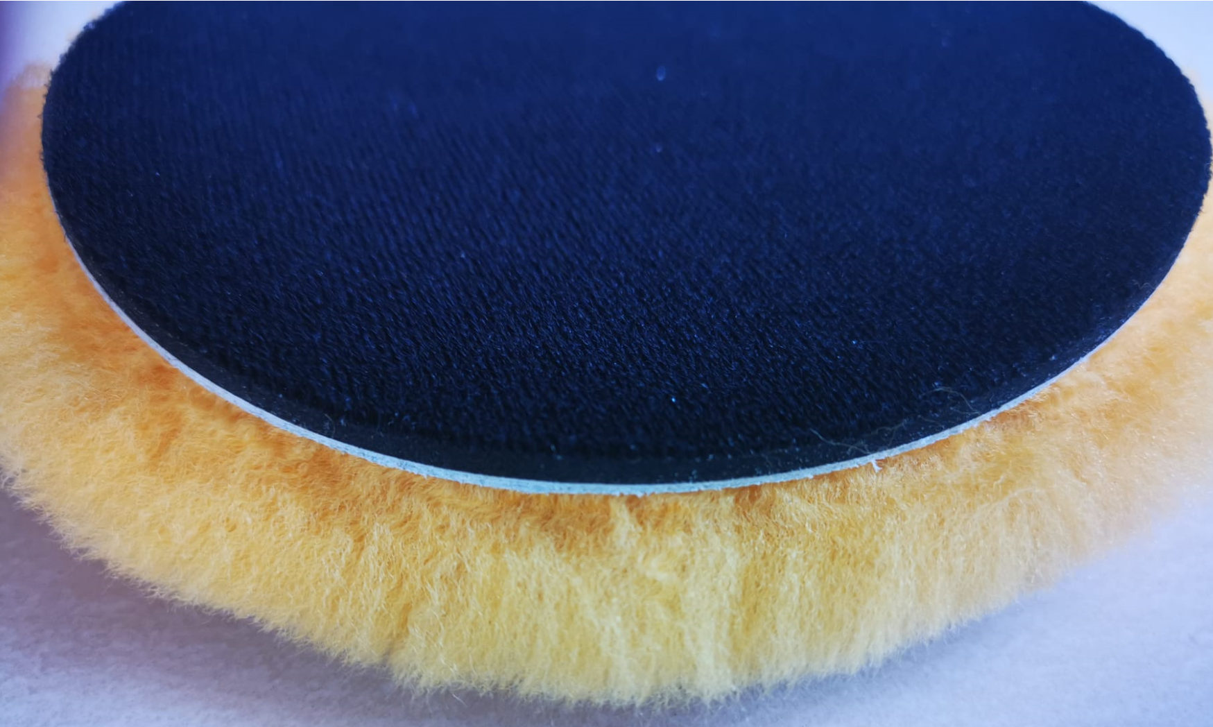 Yellow lambskin polishing pad with velcro backing